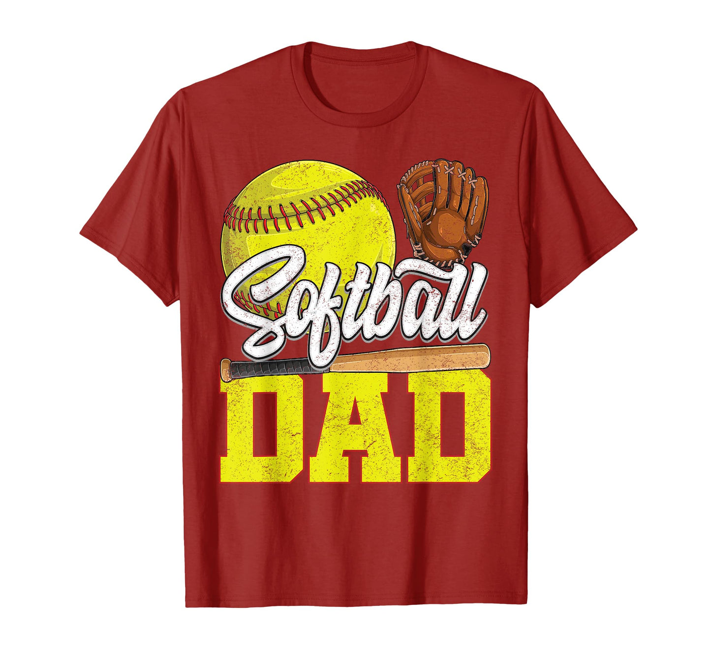 Dad Softball -Yellow Softball Dad Love Softball Player T-Shirt