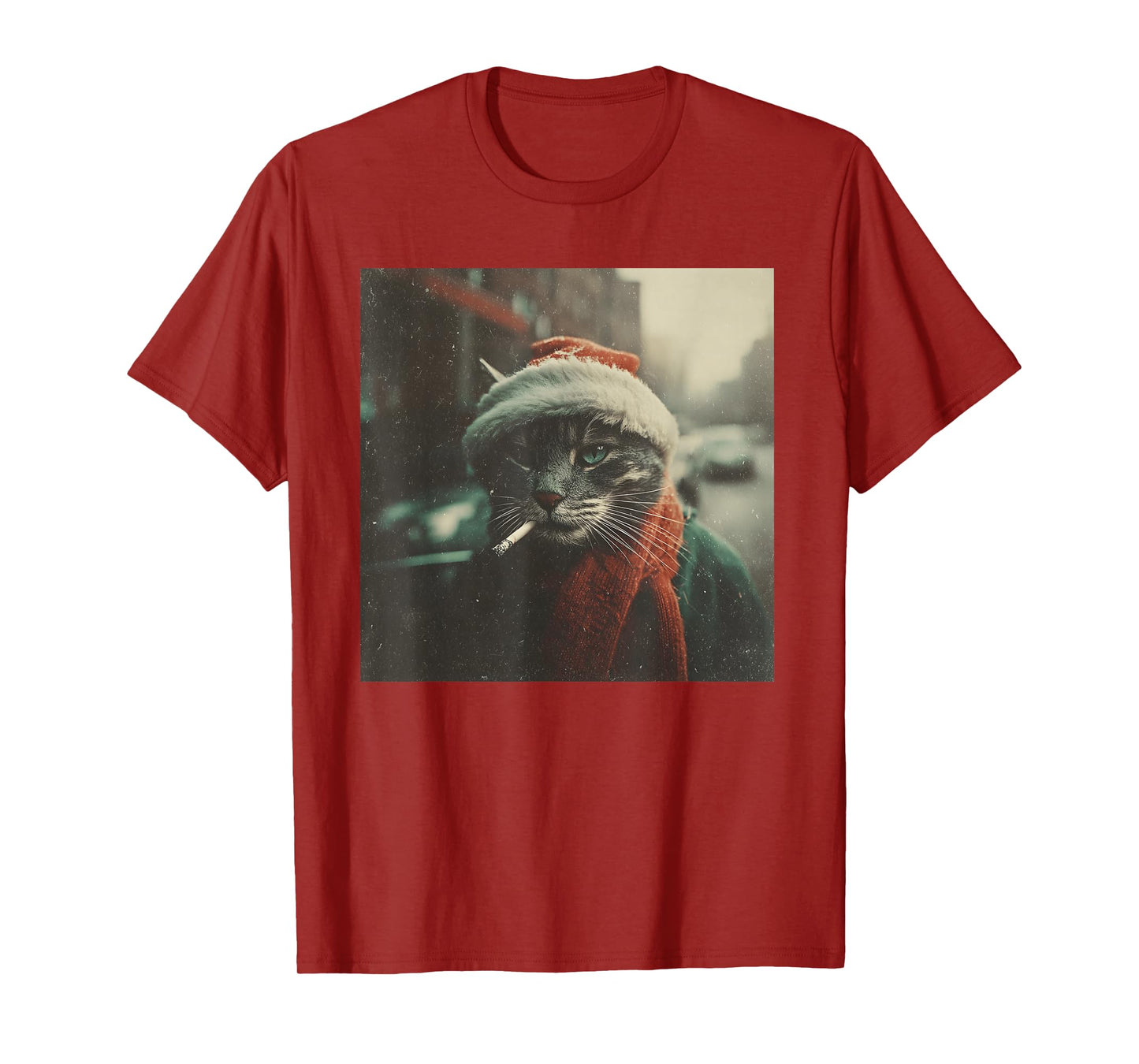 Santa Cat Cigarette Noir Holiday Winter Scarf Festive T-Shirt