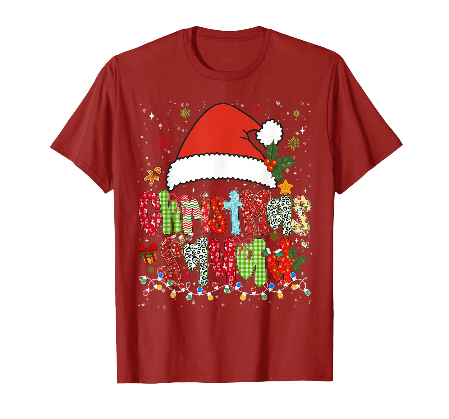 Funny Christmas Squad Family Matching Pajamas Bows Santa Hat T-Shirt