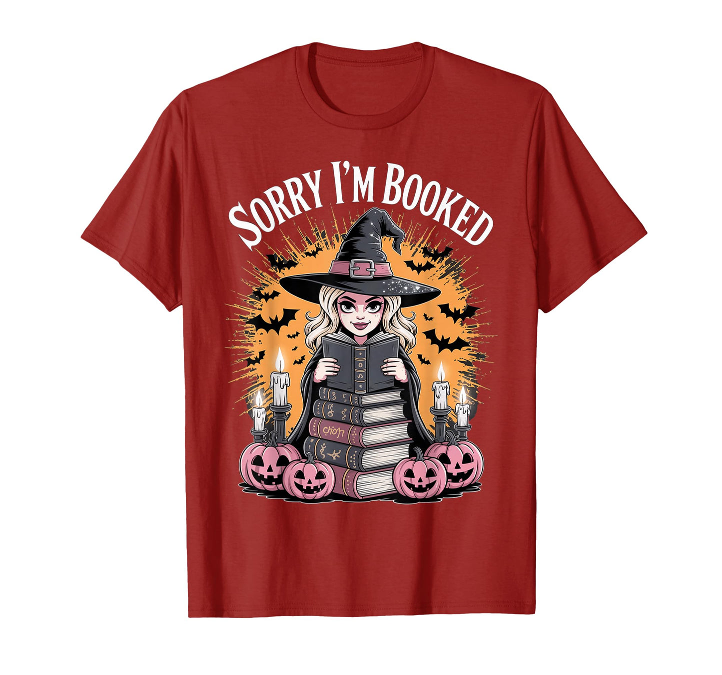 Halloween Book Lover Blonde Witch Spellbooks Booked Reading T-Shirt
