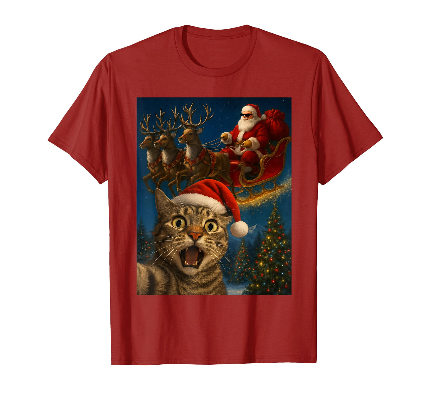 Cat Selfie Santa Claus Christmas Xmas Funny Cats T-Shirt