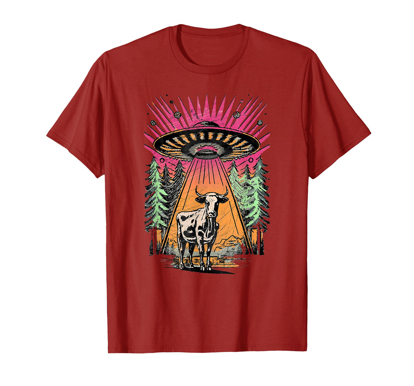 UFO Cow Abduction Funny Vintage Retro Alien Paranormal T-Shirt