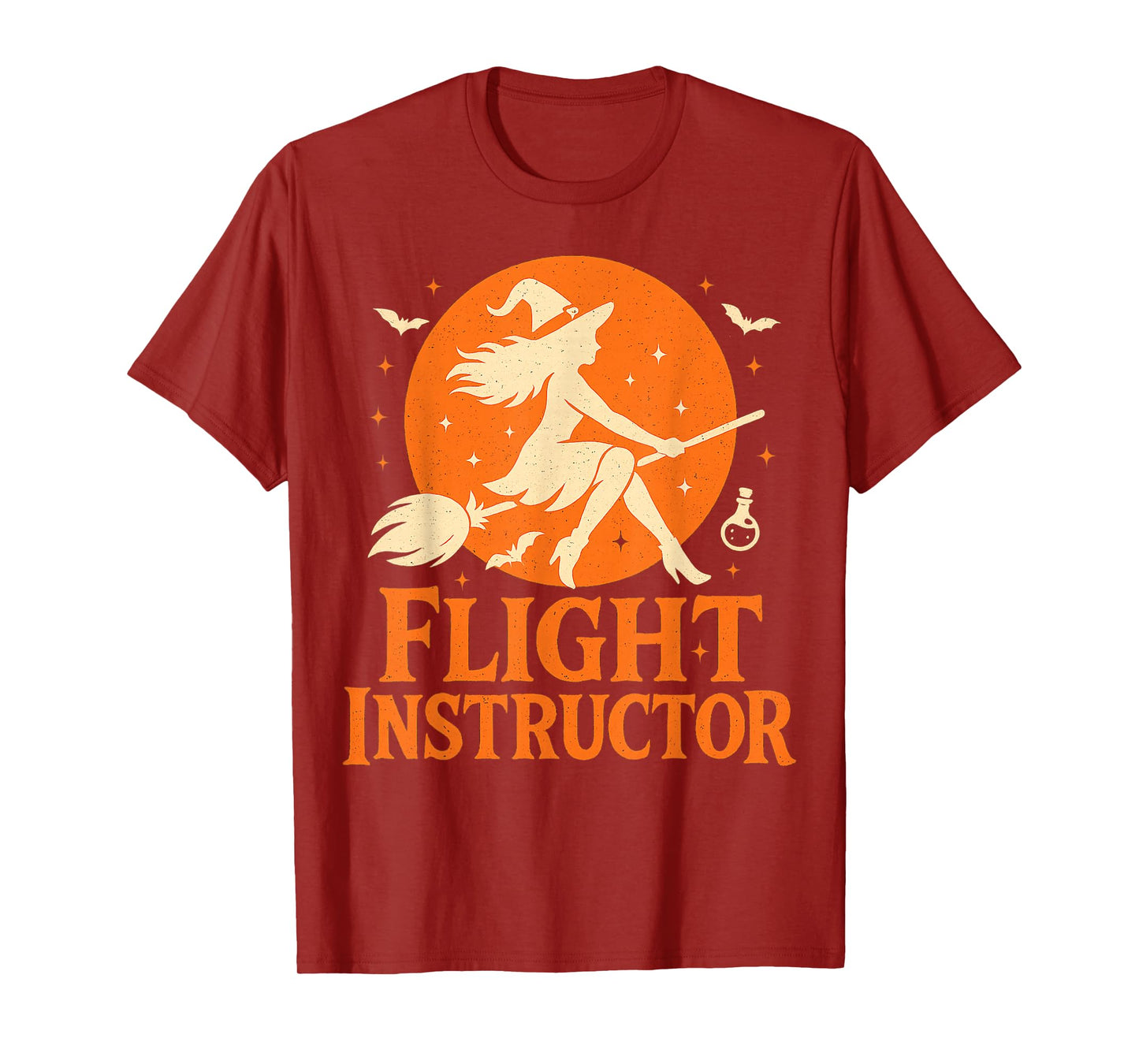 Flight Instructor Costume Funny Halloween Witch Flying Broom T-Shirt