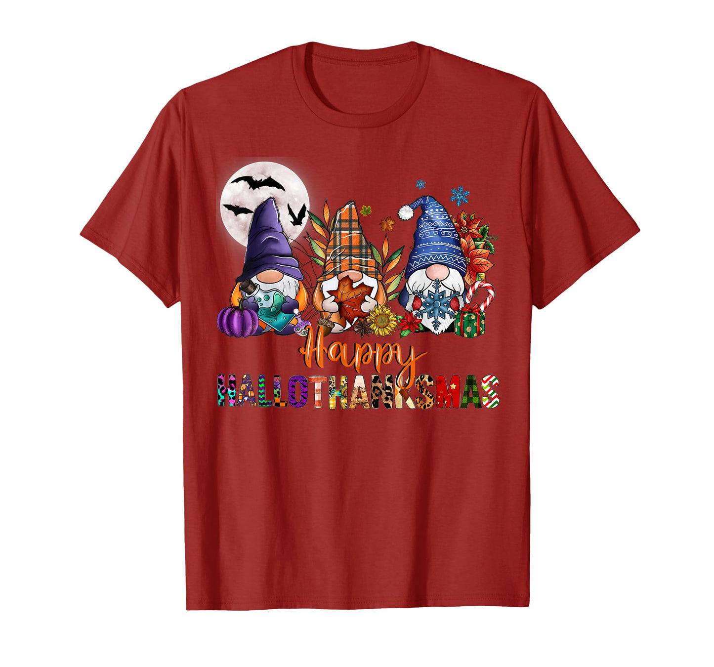 Halloween Thanksgiving Christmas Happy HalloThanksMas Gnome T-Shirt