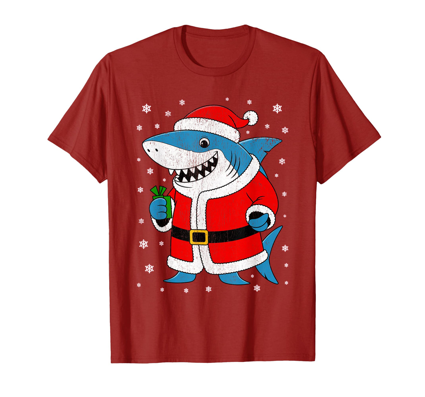 Funny Shark Santa Hat Christmas T-Shirt