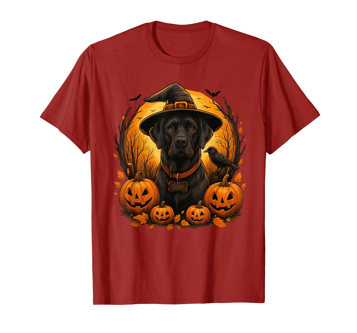 Black Lab Halloween Witch Hat Labrador Dog Pumpkin T-Shirt