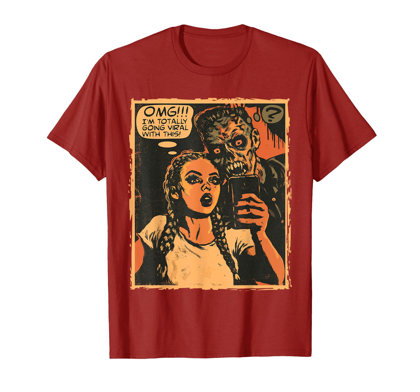 Zombie Selfie Viral Comic Horror Artwork for Halloween T-Shirt