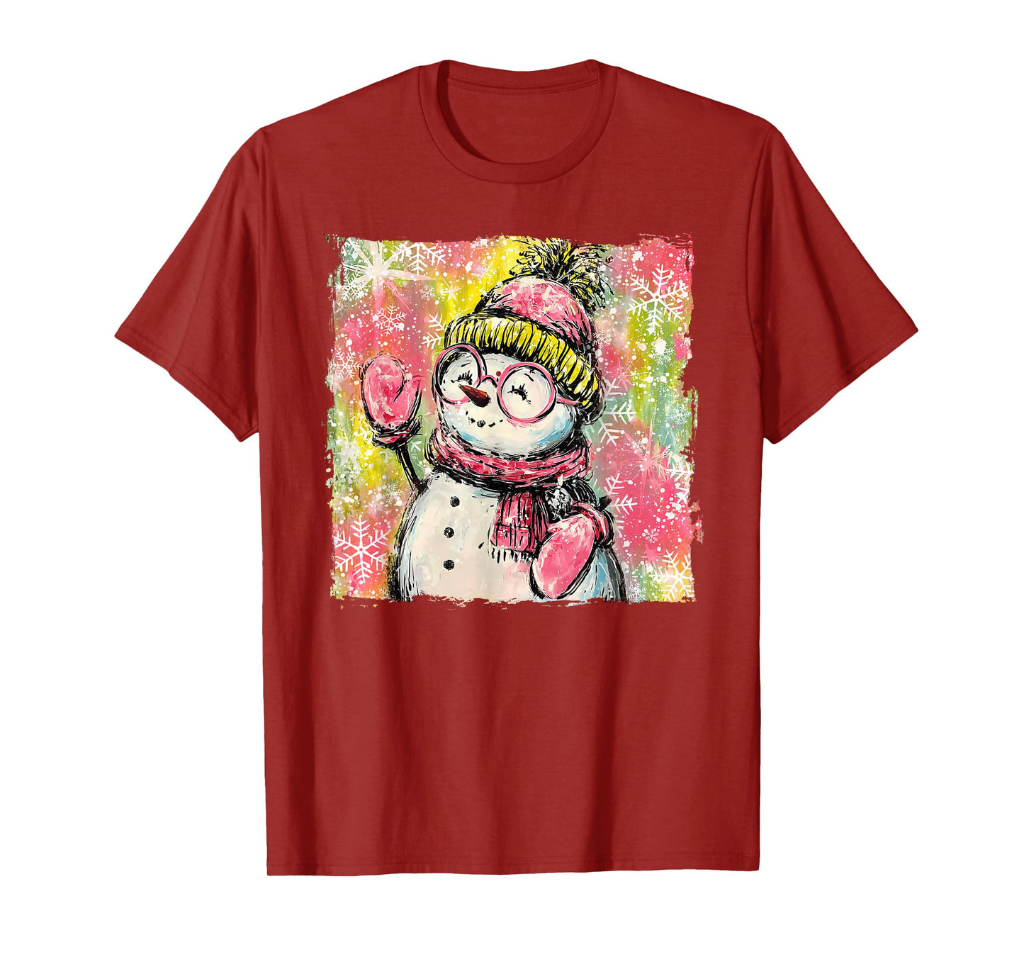 Coquette Snowman Preppy Merry Christmas Xmas Holiday Pajamas T-Shirt