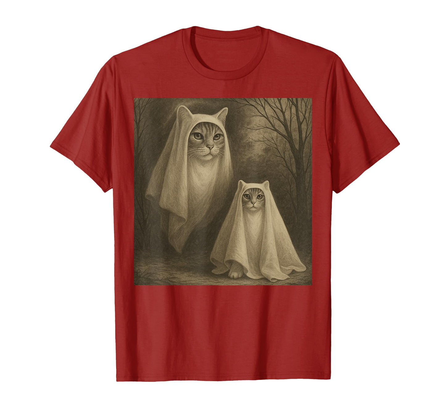 Funny Halloween Ghost Cat Meme Witch Vintage Ghost Kitten T-Shirt