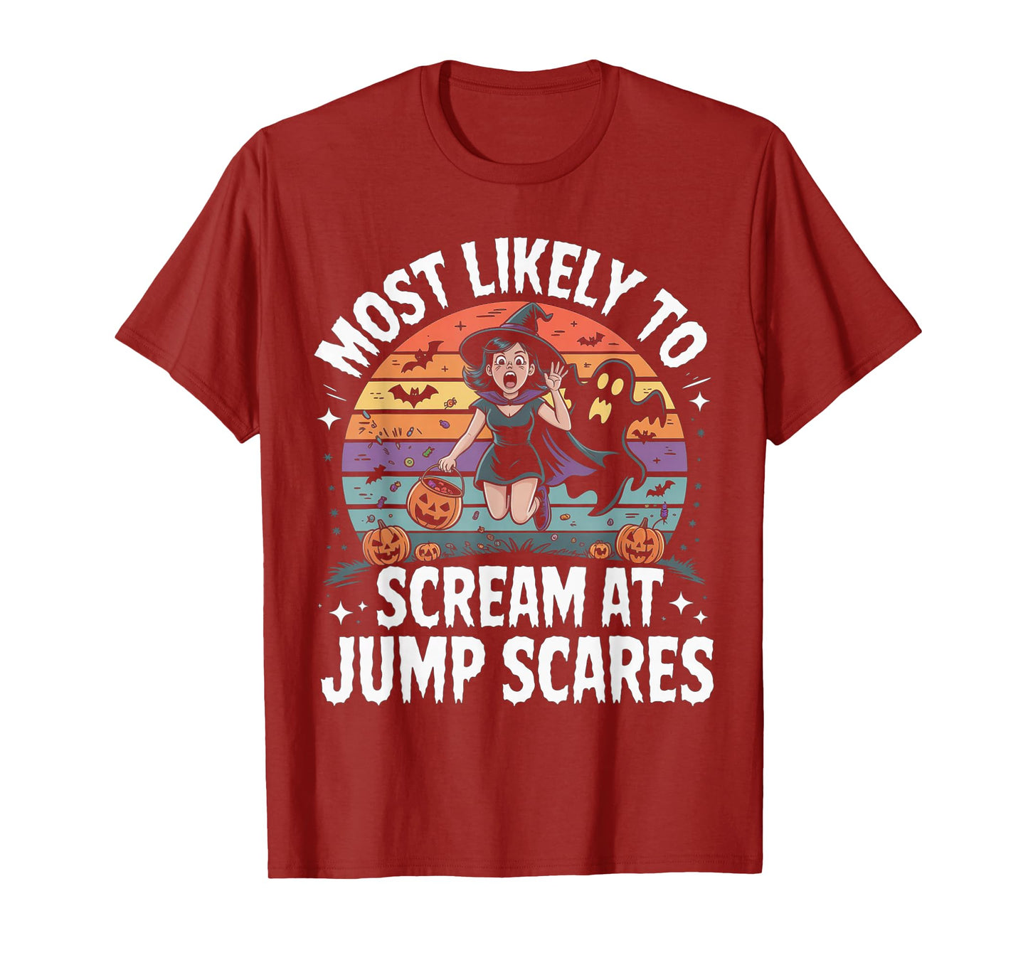 Most Likely to Scream at Jump Scares Funny Halloween T-Shirt