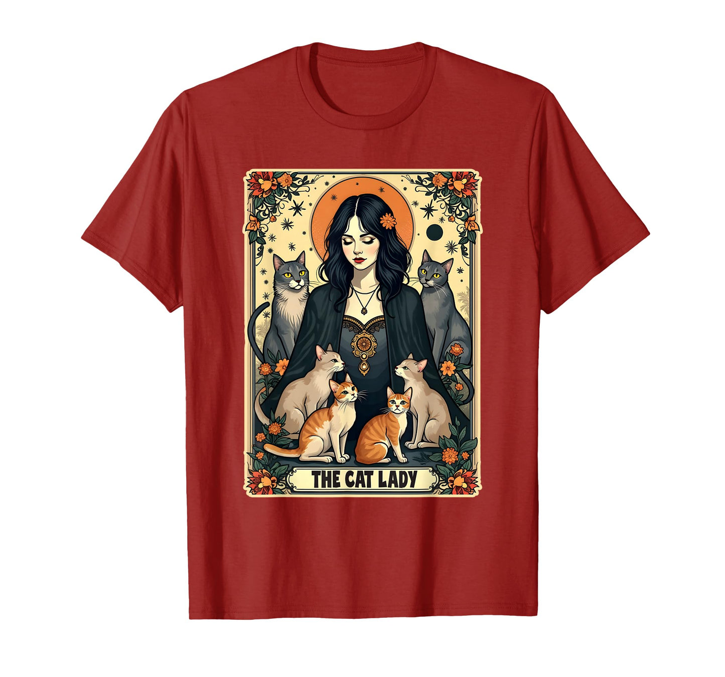 The Cat Lady Tarot Card Shirt Women Witchy Gothic Cat Mom T-Shirt