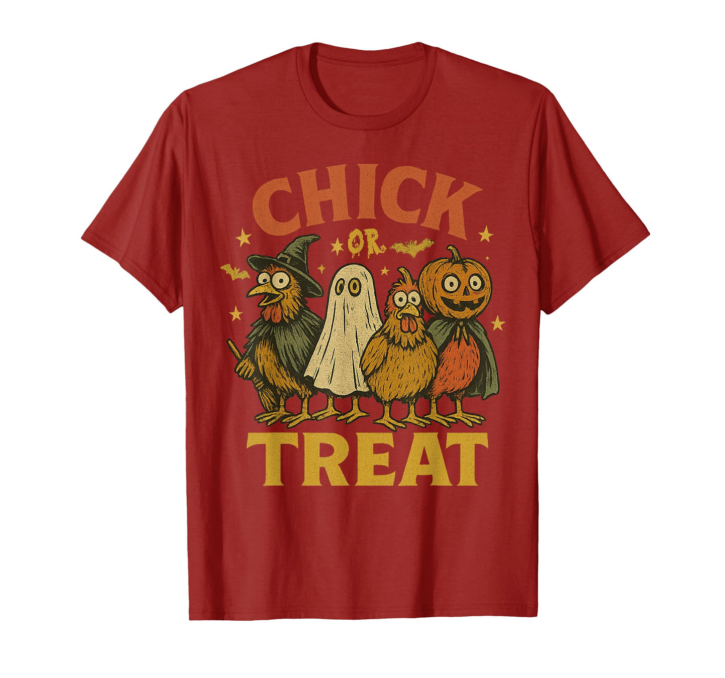 Chick Or Treat Halloween Funny Retro Witch Spooky Chicken T-Shirt