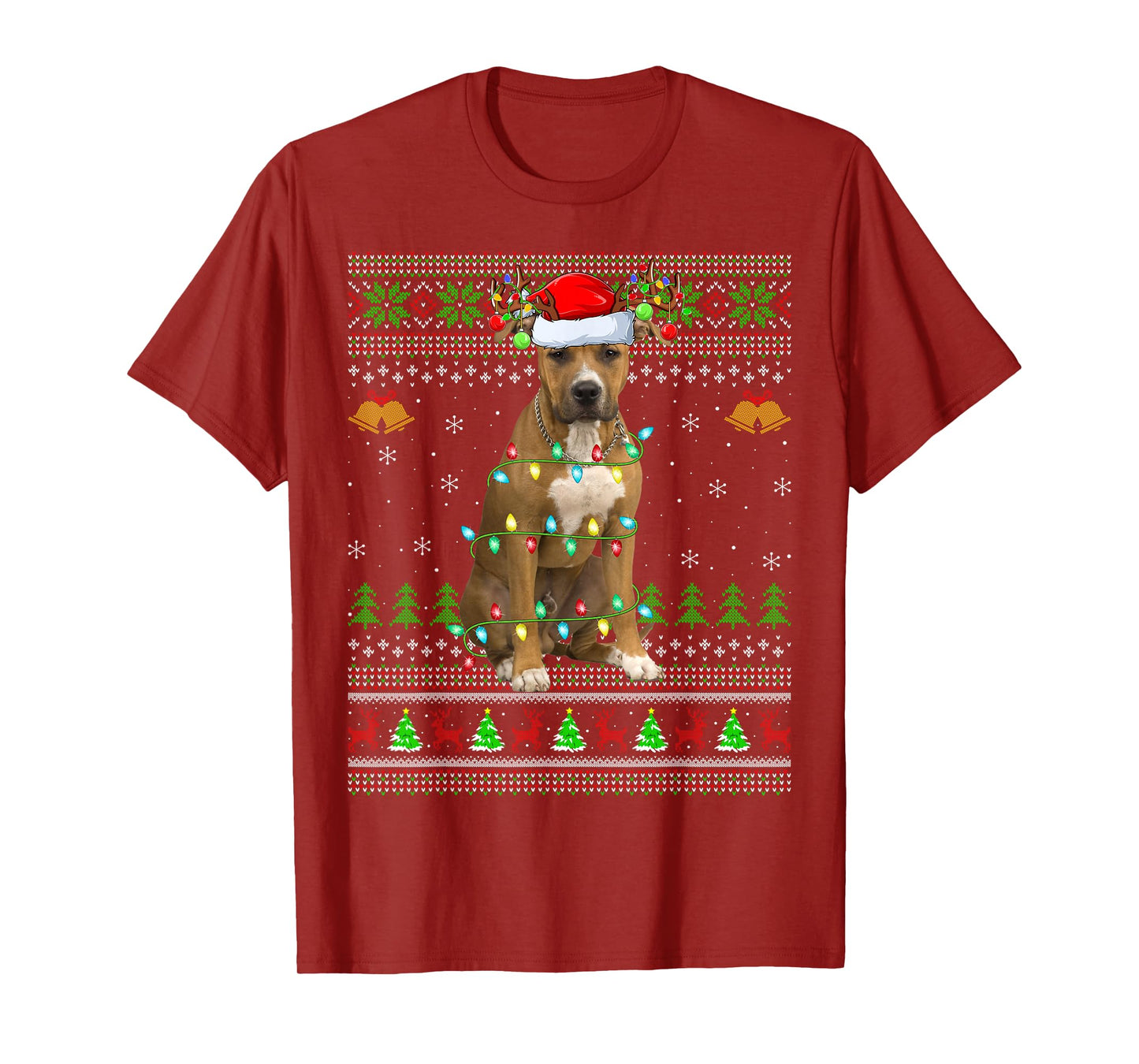 Staffordshire Bull Terrier Dog Ugly Christmas Sweaters Xmas T-Shirt
