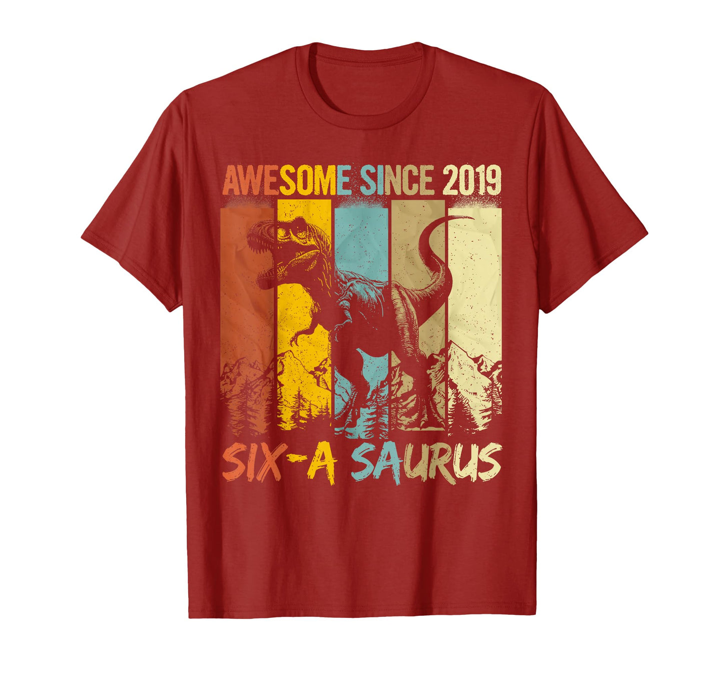 6 Year Old Dinosaur 6th Birthday T Rex Dino Six A Saurus T-Shirt