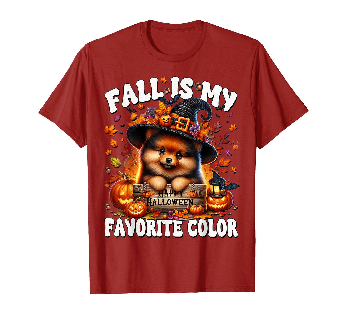 Fall is My Favorite Color Witchy Halloween Pomeranian Mom T-Shirt