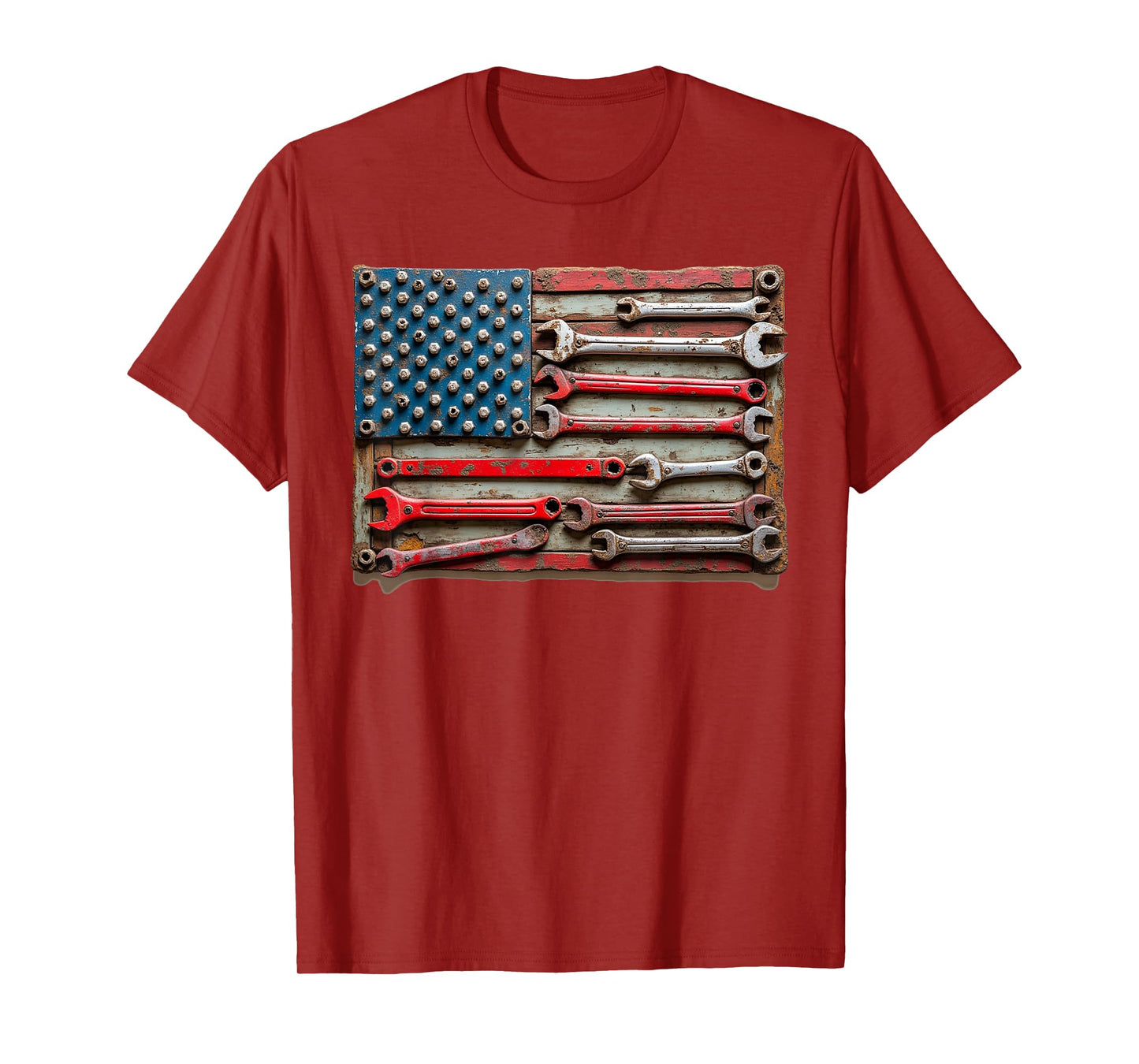 Vintage Mechanic Flag USA American Patriotic Flag Car Mens T-Shirt
