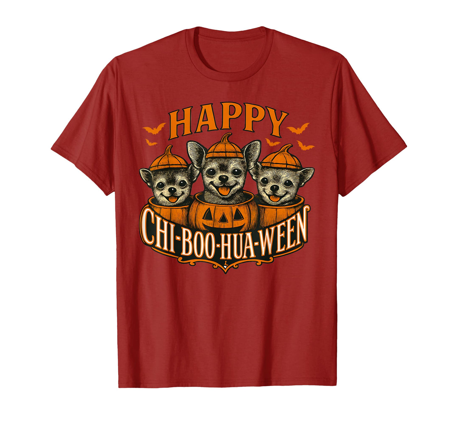 Happy Chi-Boo-Hua-Ween Chihuahua Halloween Dog Design T-Shirt