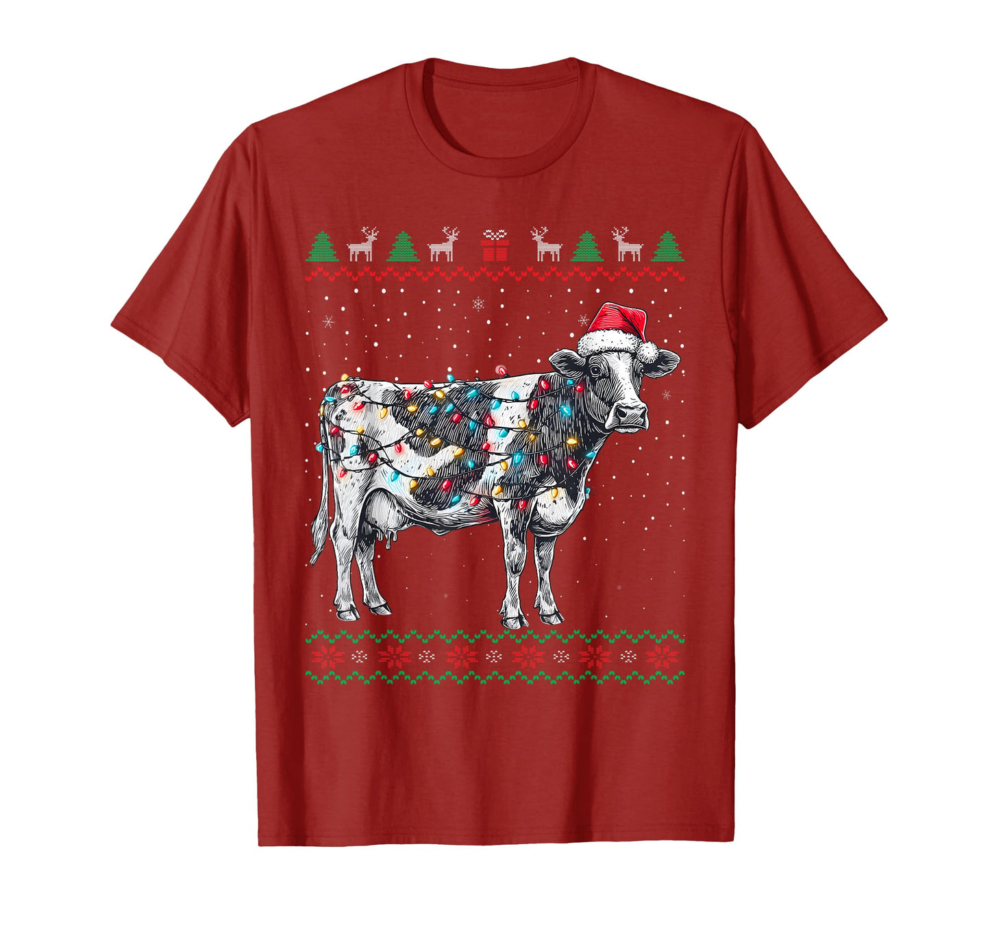 Cow Christmas Farm Animal Ugly Sweater T-Shirt
