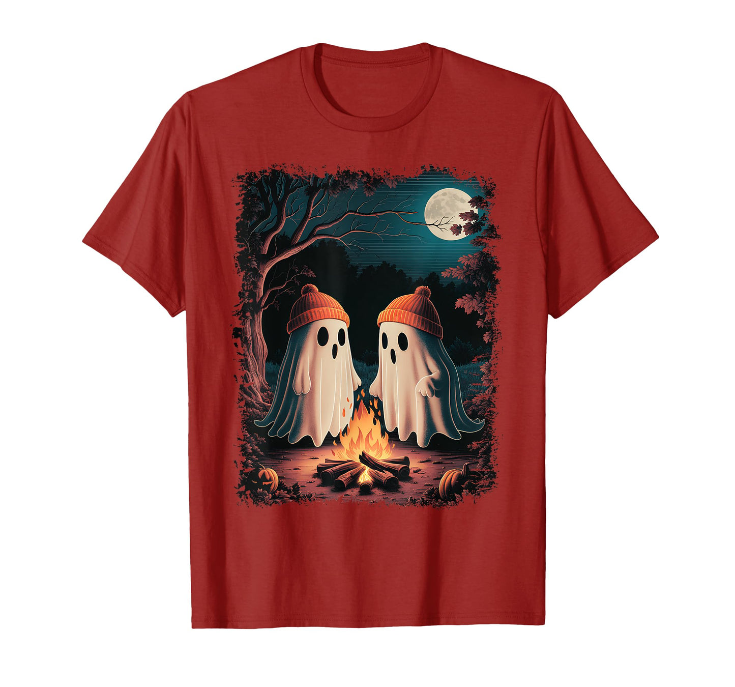 Vintage Ghost Camping Campfire Gothic Halloween Men Women T-Shirt