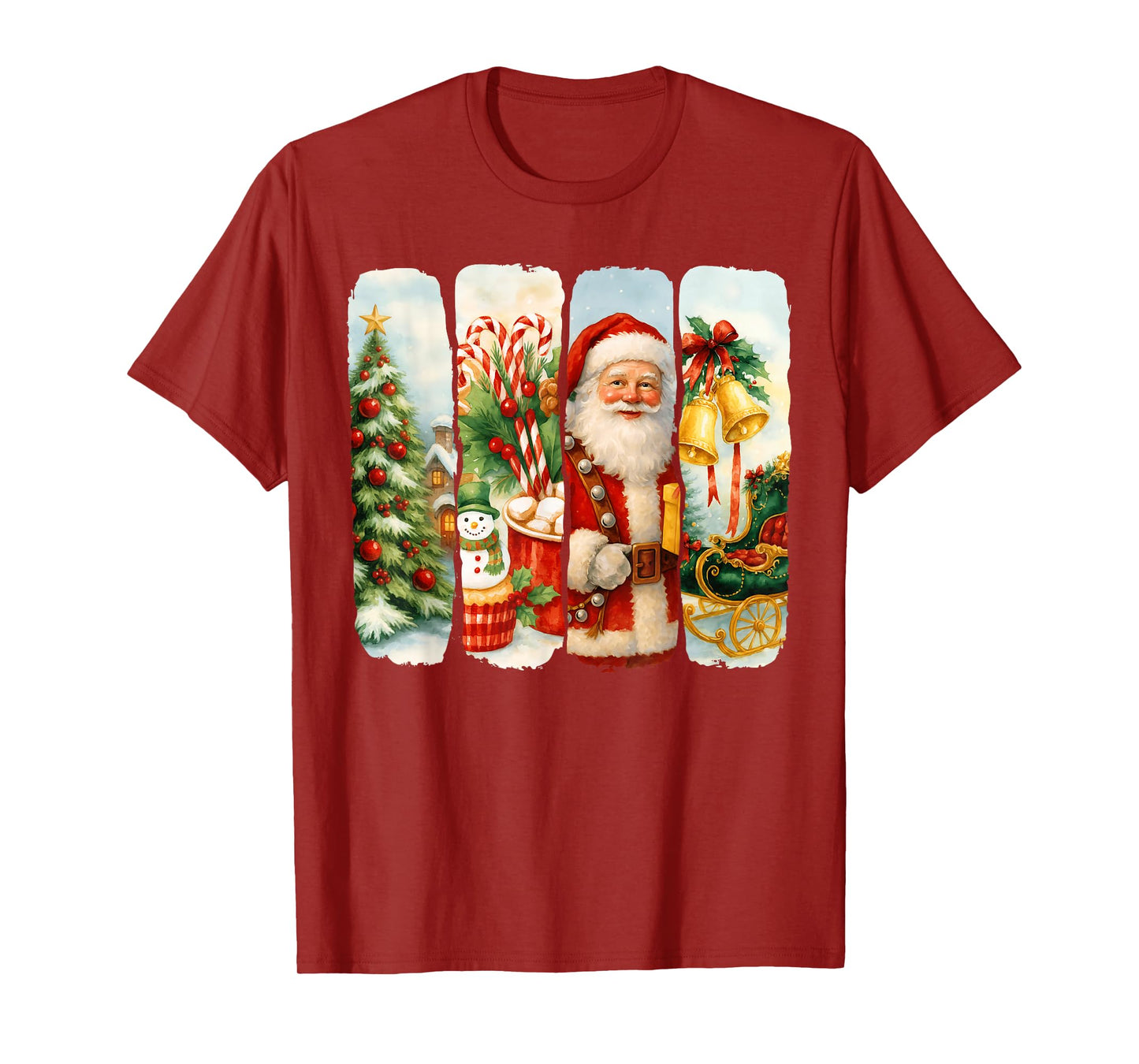 Merry Christmas Tree Santa Claus Matching Holiday Women Kids T-Shirt