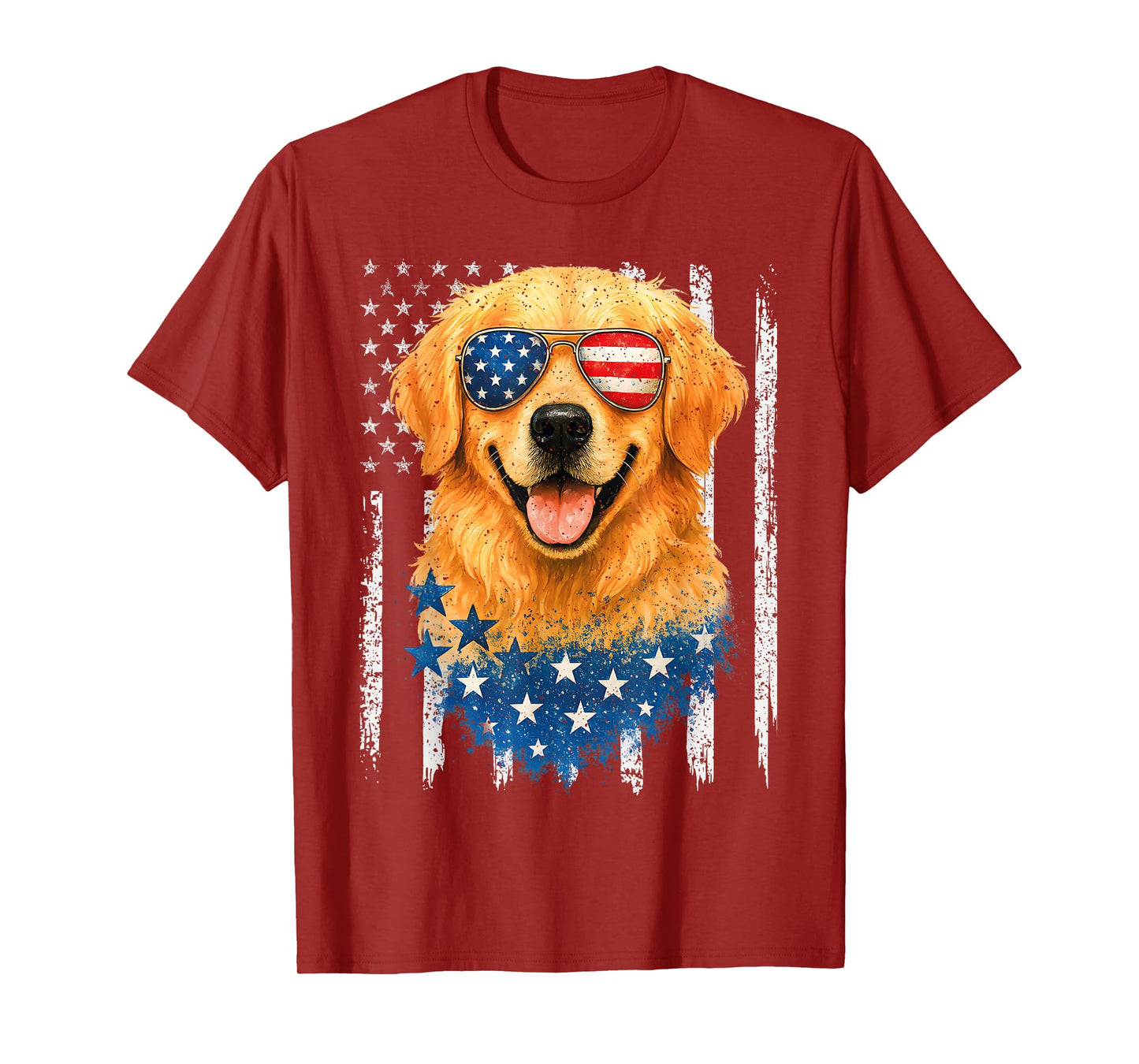 American Flag Golden Retriever USA Retro 4th Of July T-Shirt