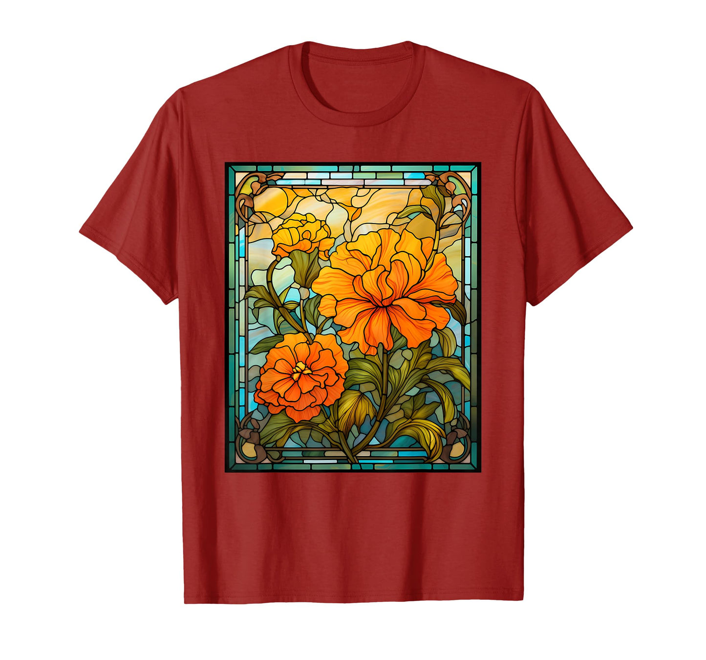 Stained Glass Style Marigold T-Shirt