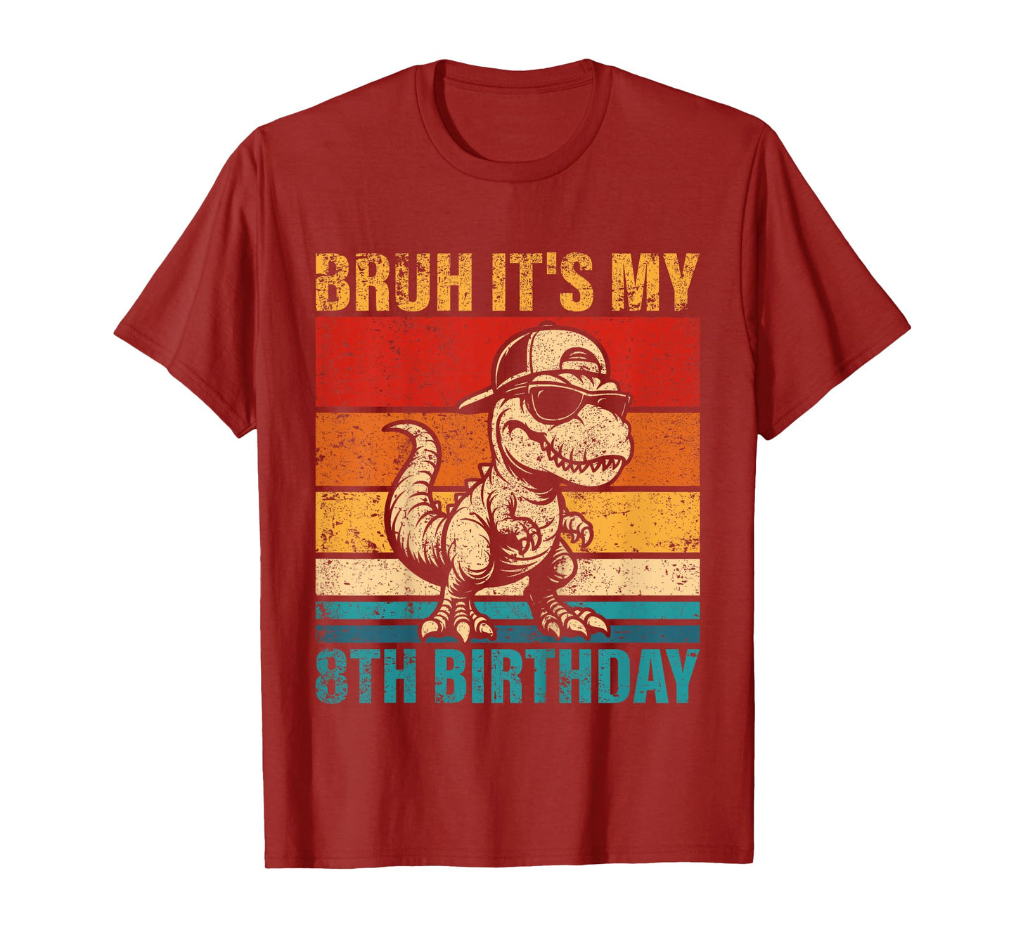 Kids 8 Year Old Birthday Boy Dinosaur Bruh It's My 8th Birthday T-Shirt