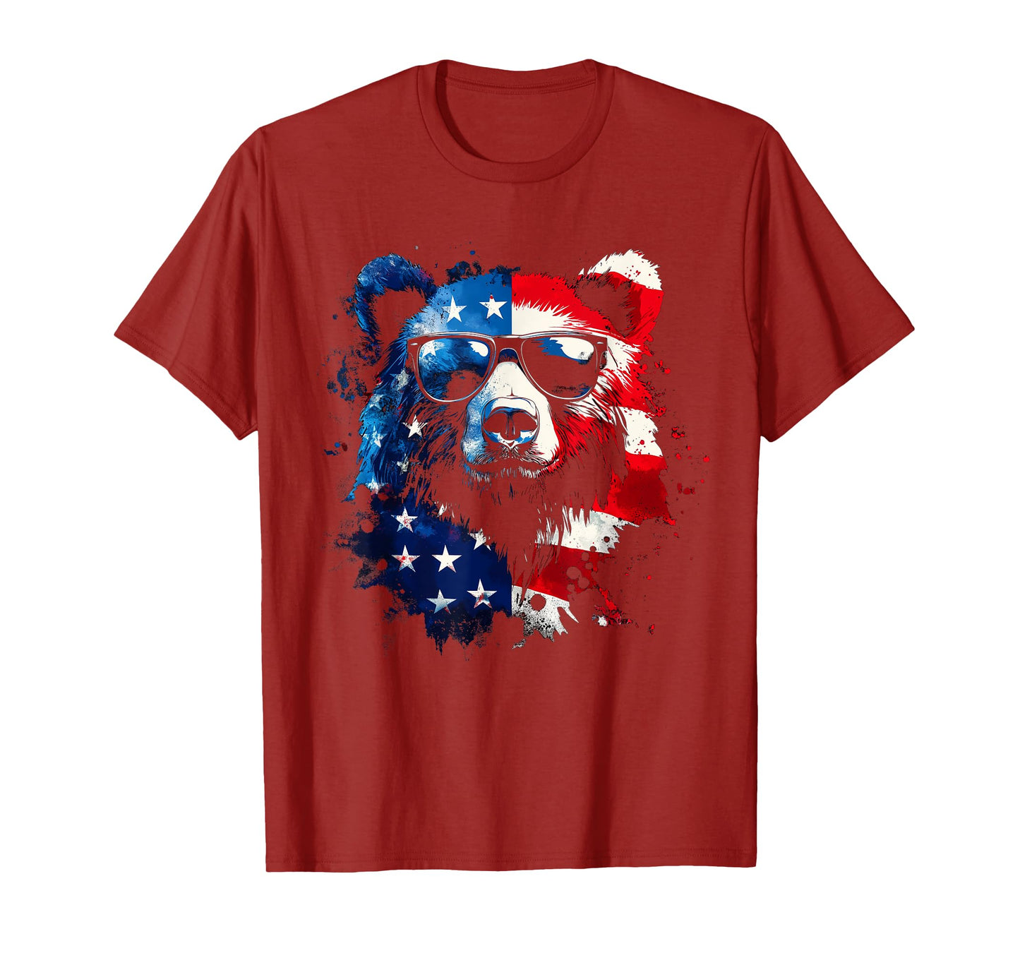 Patriotic Bear American Flag Grizzly Bear 4th Of July T-Shirt