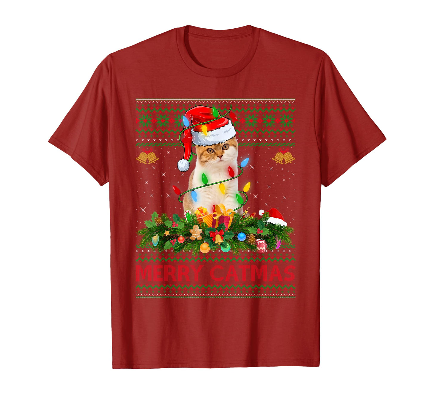 Cat Ugly Christmas Sweaters Funny Pet Cat Lover Merry Catmas T-Shirt
