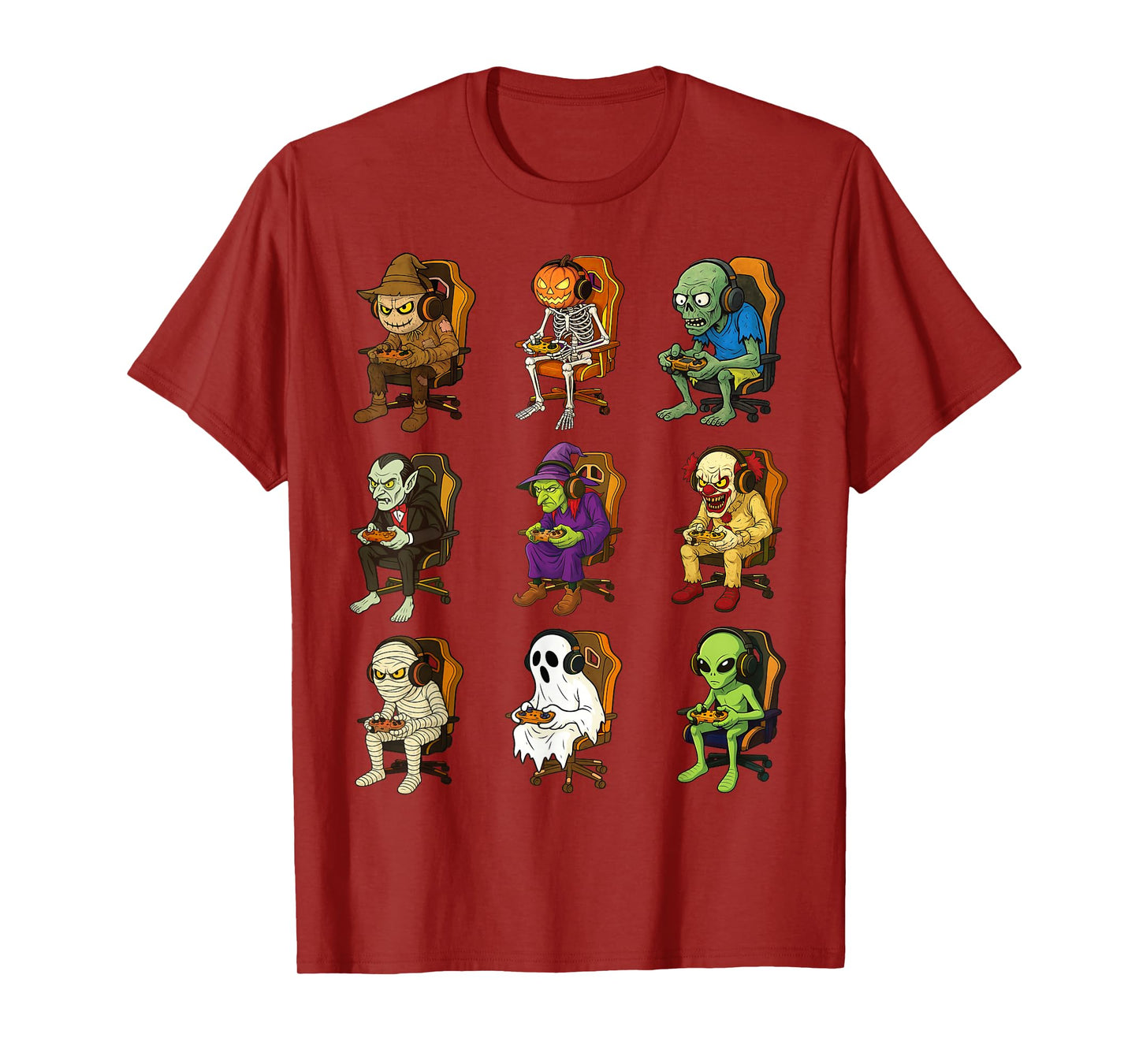 Gamer Halloween Zombie Vampire Witch Alien Scarecrow Gaming T-Shirt