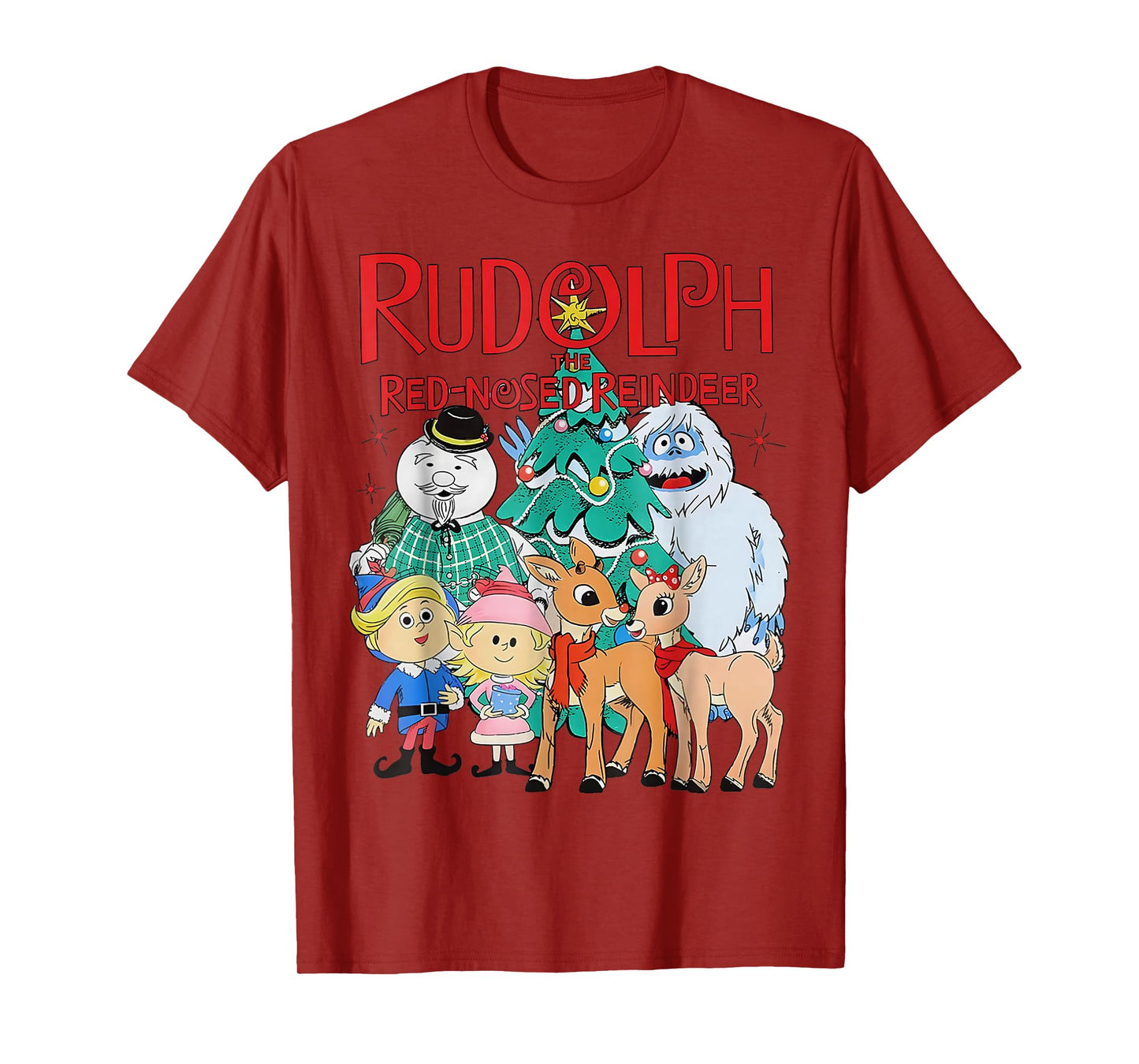 Funny Cute Rudolph The Red Nosed Reindeer Christmas Tree T-Shirt