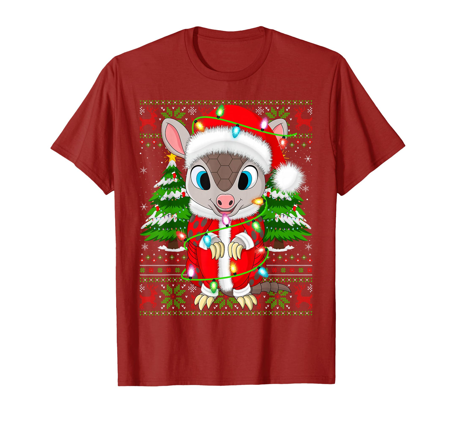Armadillo Christmas Lights Santa Costume Ugly Xmas Sweaters T-Shirt