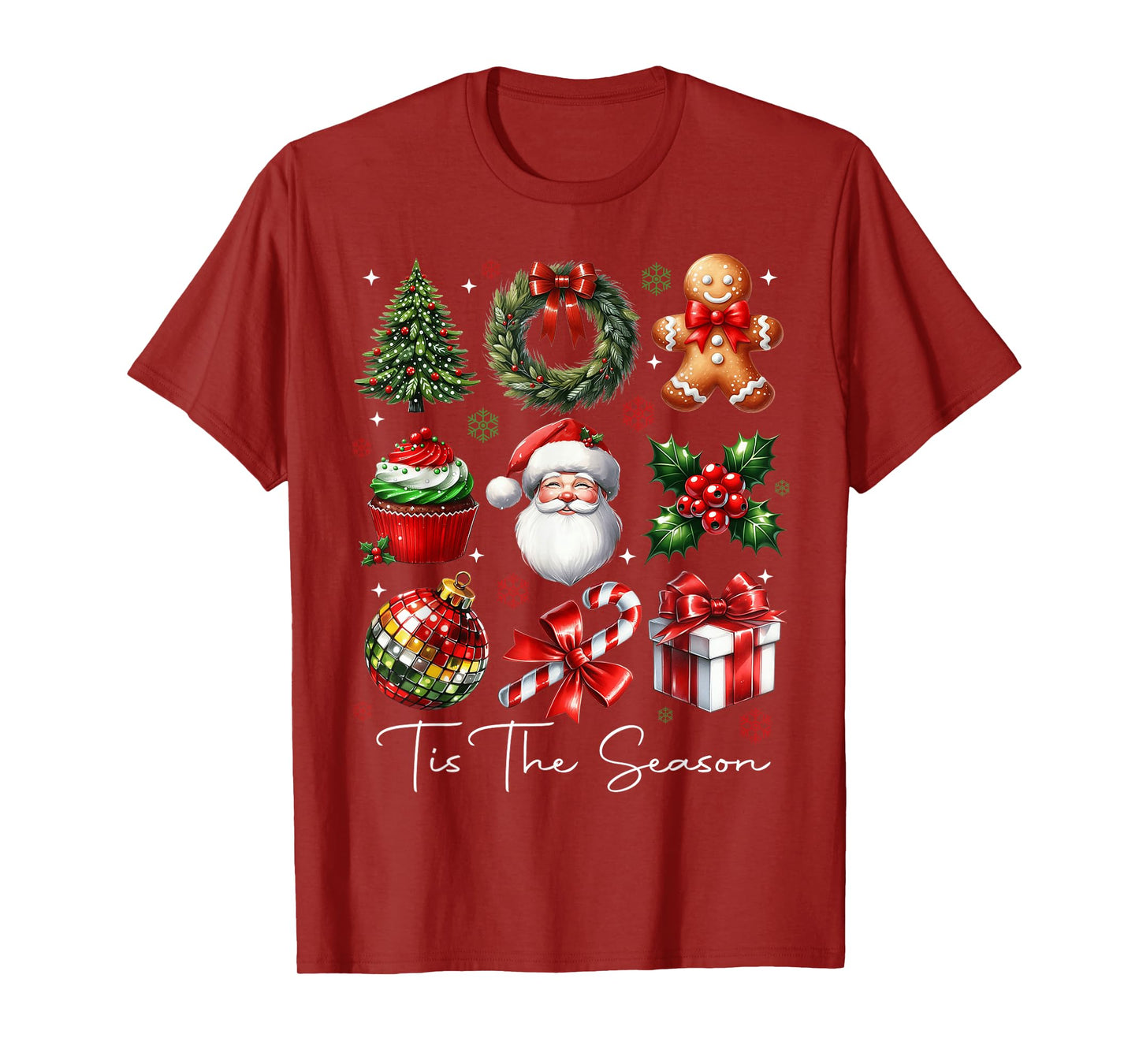 Tis The Season Christmas Santa Gingerbread Xmas Tree Pajamas T-Shirt