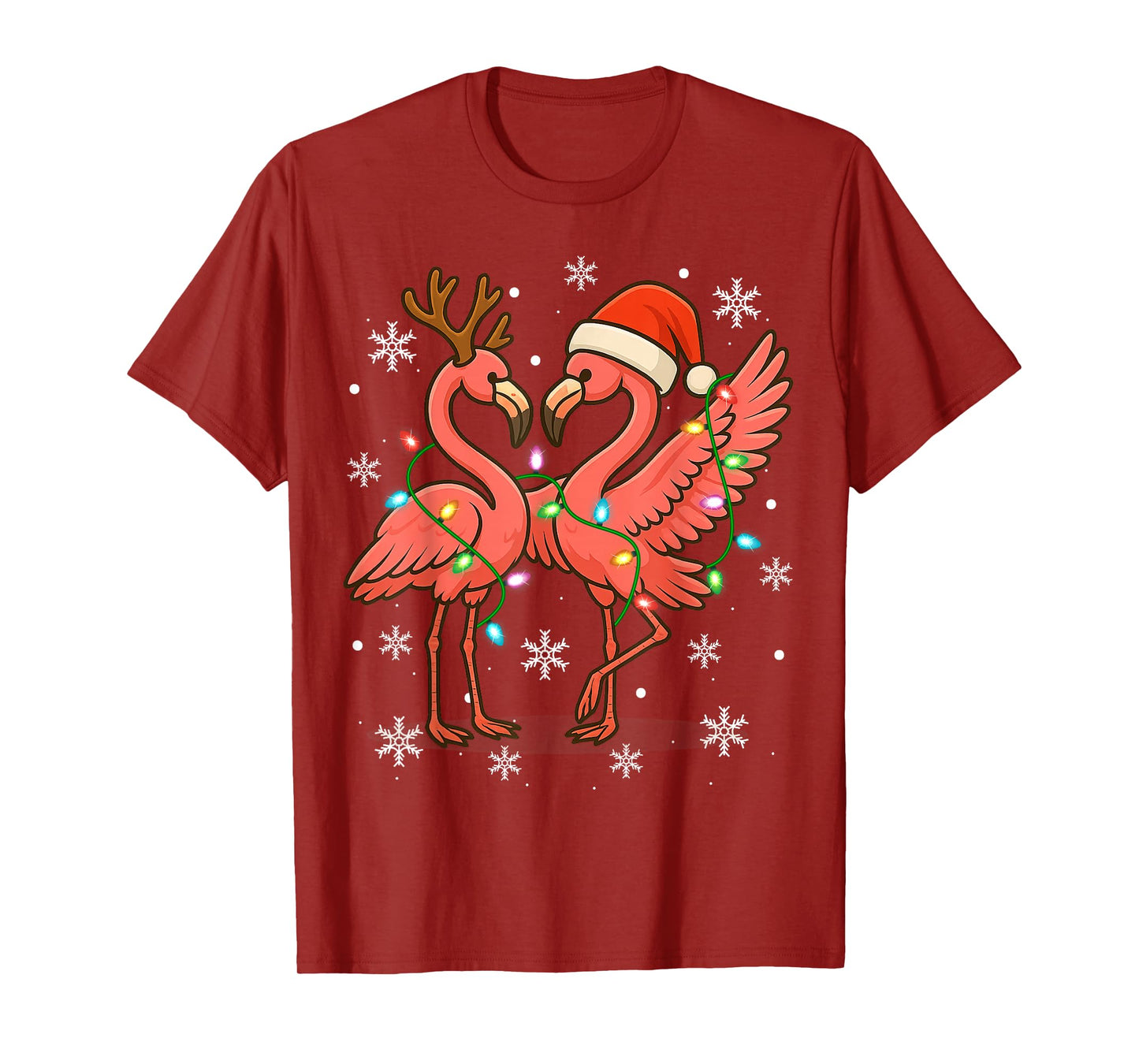 Flamingo Dancing Christmas Tee Santa Hat Funny Gifts T-Shirt