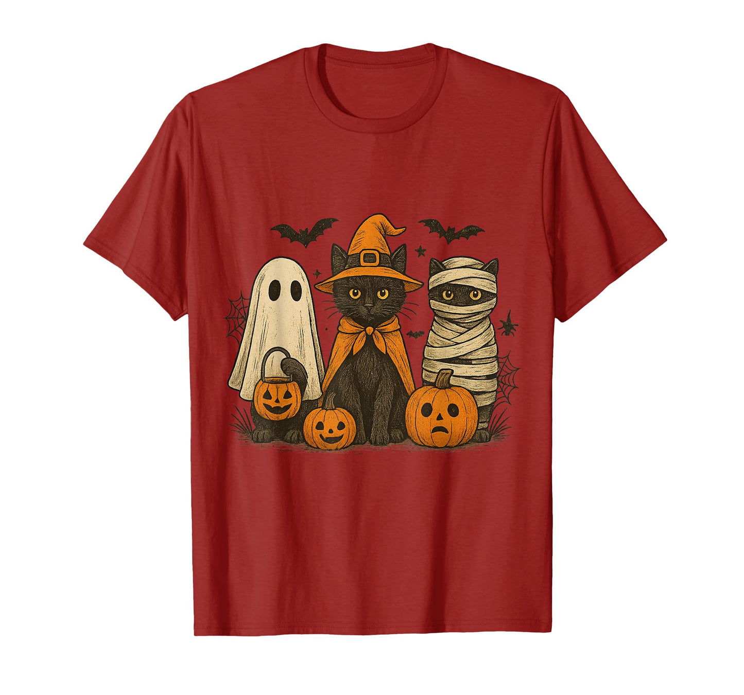Black Cat Witch Scary Halloween Boo Ghosts T-Shirt