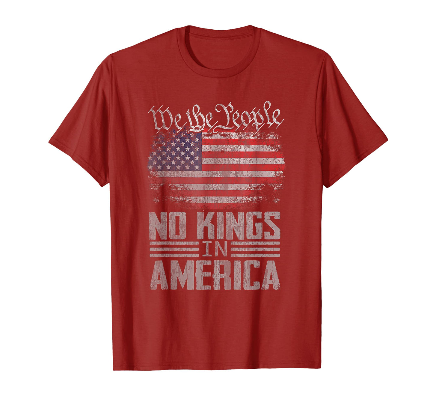 No Kings In America US Flag Vintage Men Women (On Back) T-Shirt