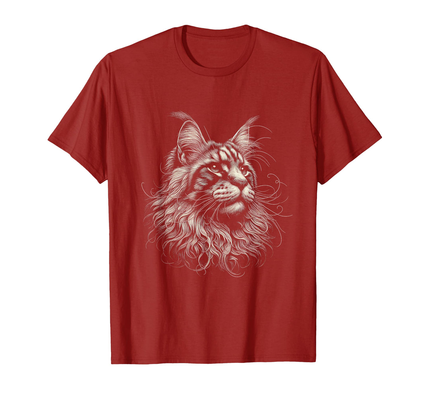Vintage Maine Coon Cat Face Graphic Art Design T-Shirt