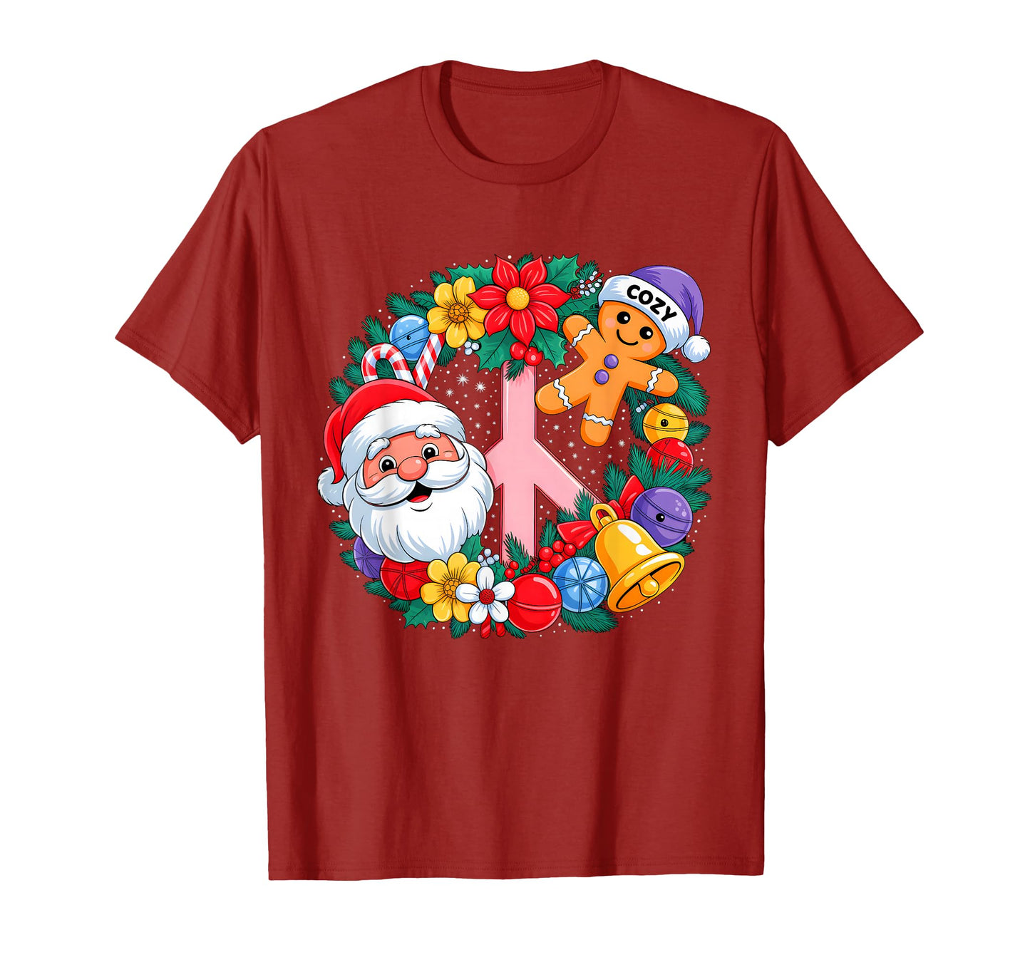 Retro Groovy Christmas Santa Claus Gingerbeard Xmas Vibes T-Shirt