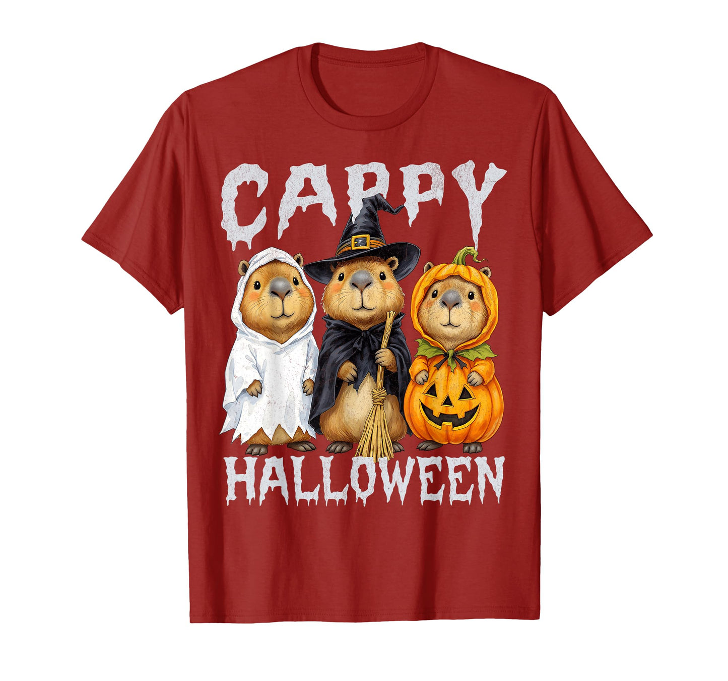 Cappy Halloween Funny Capybara Ghost Witch Pumpkin Spooky T-Shirt