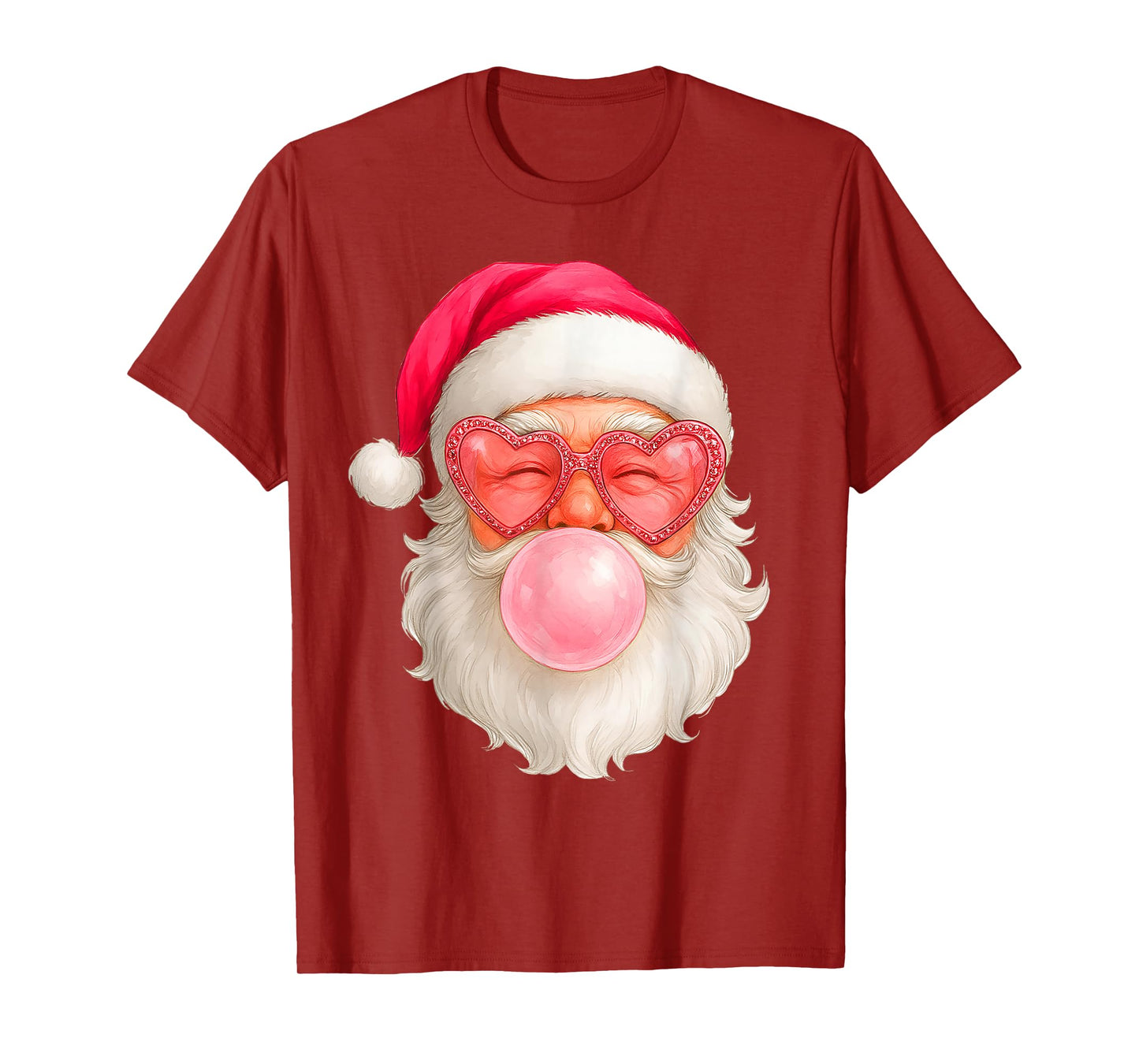 Santa Bubblegum Leopard Glasses Merry Christmas Pajamas Xmas T-Shirt