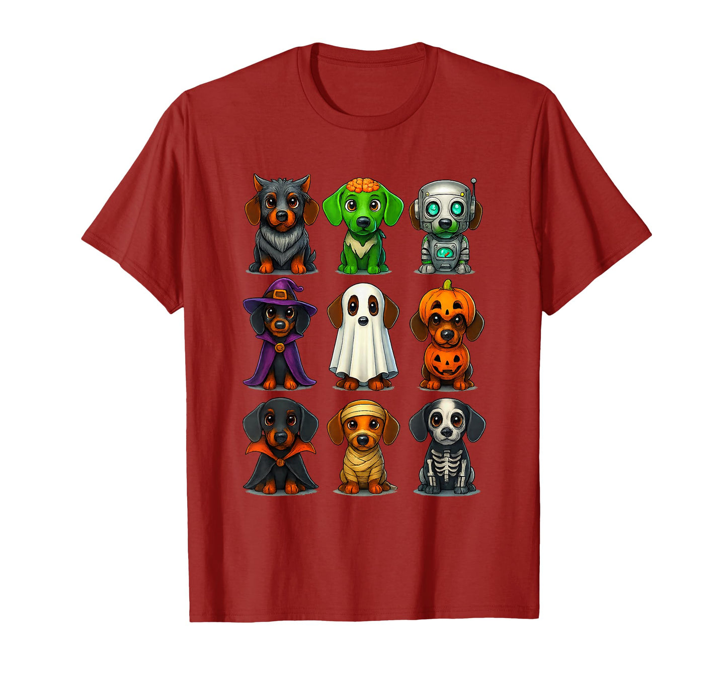 Halloween Dachshund Dogs Zombie Mummy Skeleton Pumpkin Witch T-Shirt