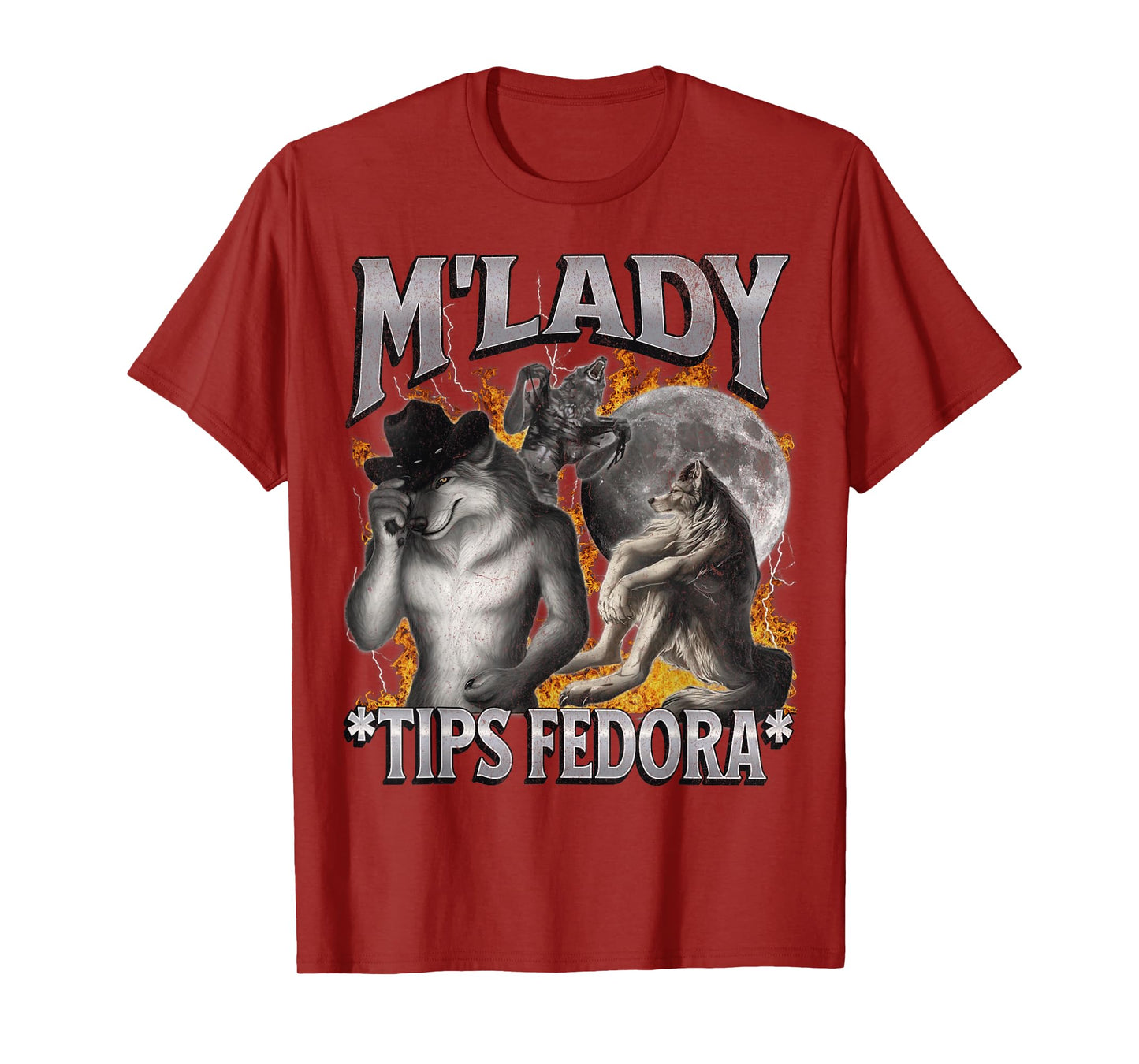 M'Lady Tips Fedora Funny Cringe Werewolf Meme Bootleg T-Shirt