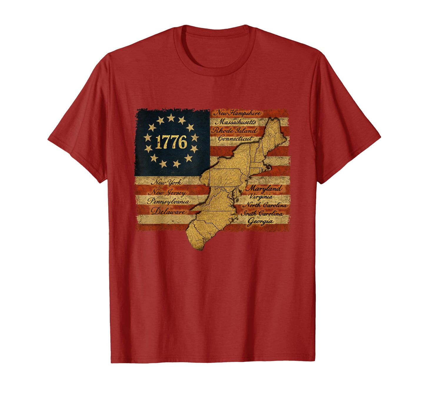 Betsy Ross Flag 1776 America Patriotic 13 Colonies T-Shirt