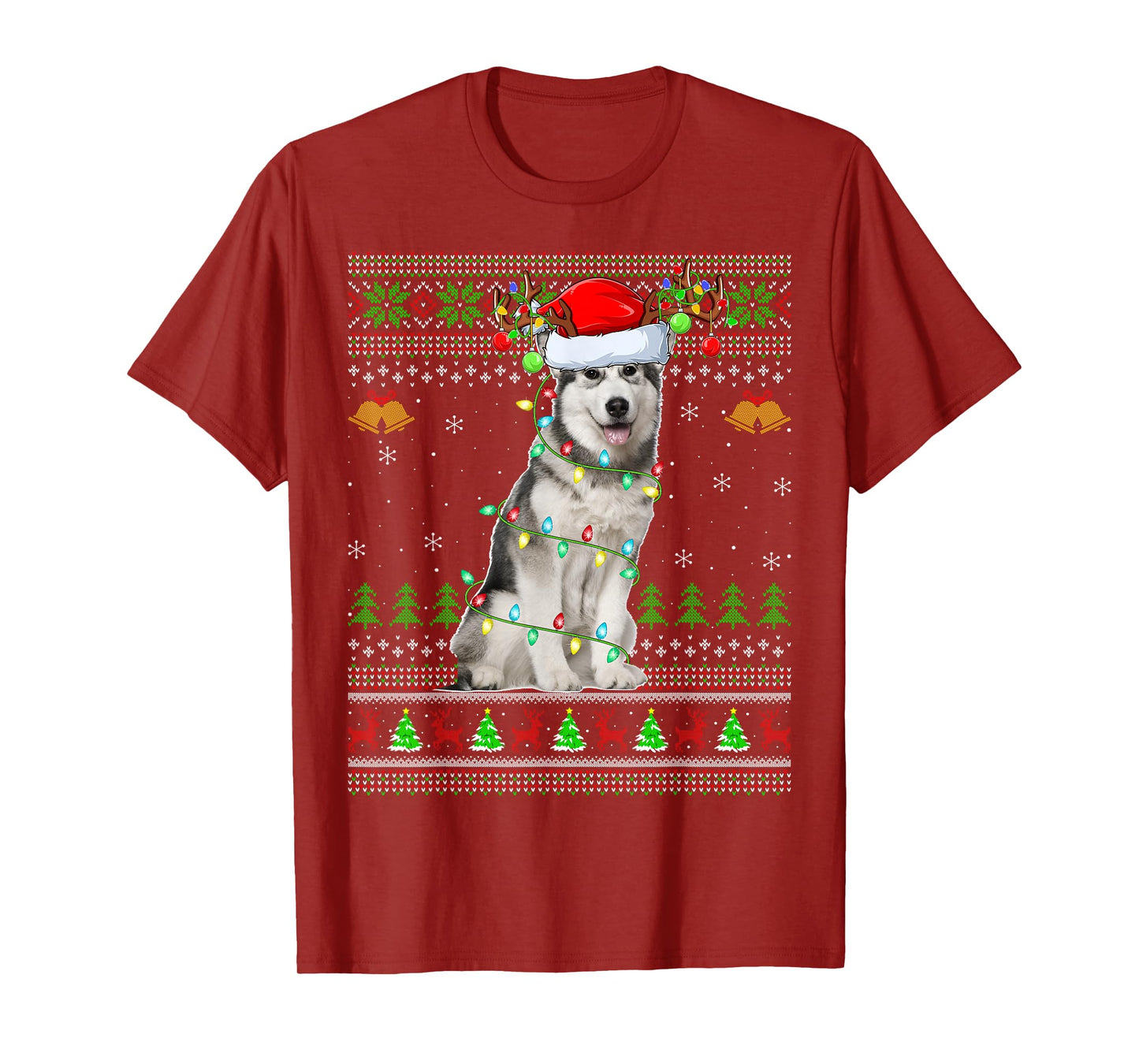 Alaskan Malamute Dog Ugly Christmas Sweaters Holiday Xmas T-Shirt