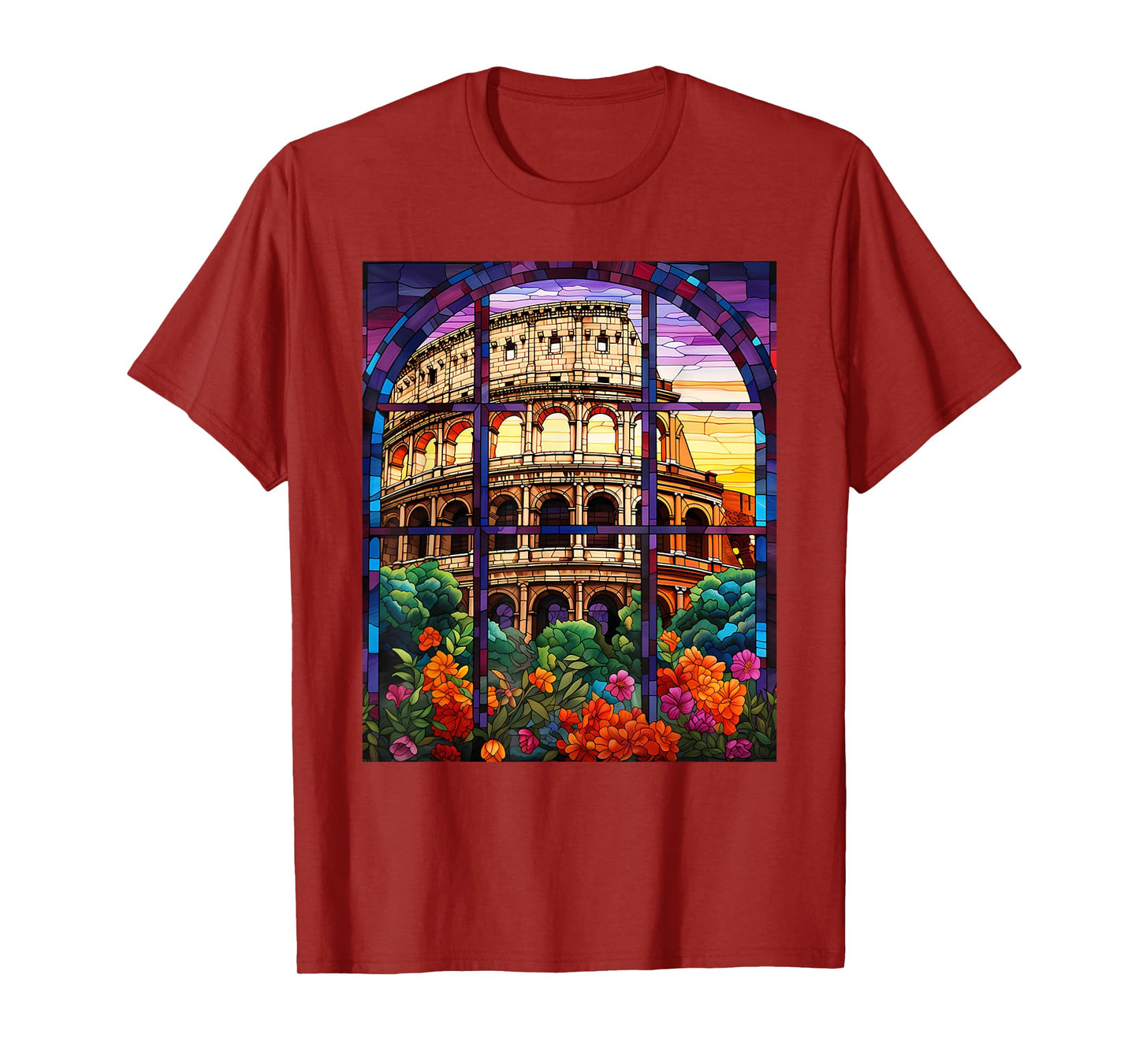 Stained Glass Style Roman Colosseum T-Shirt