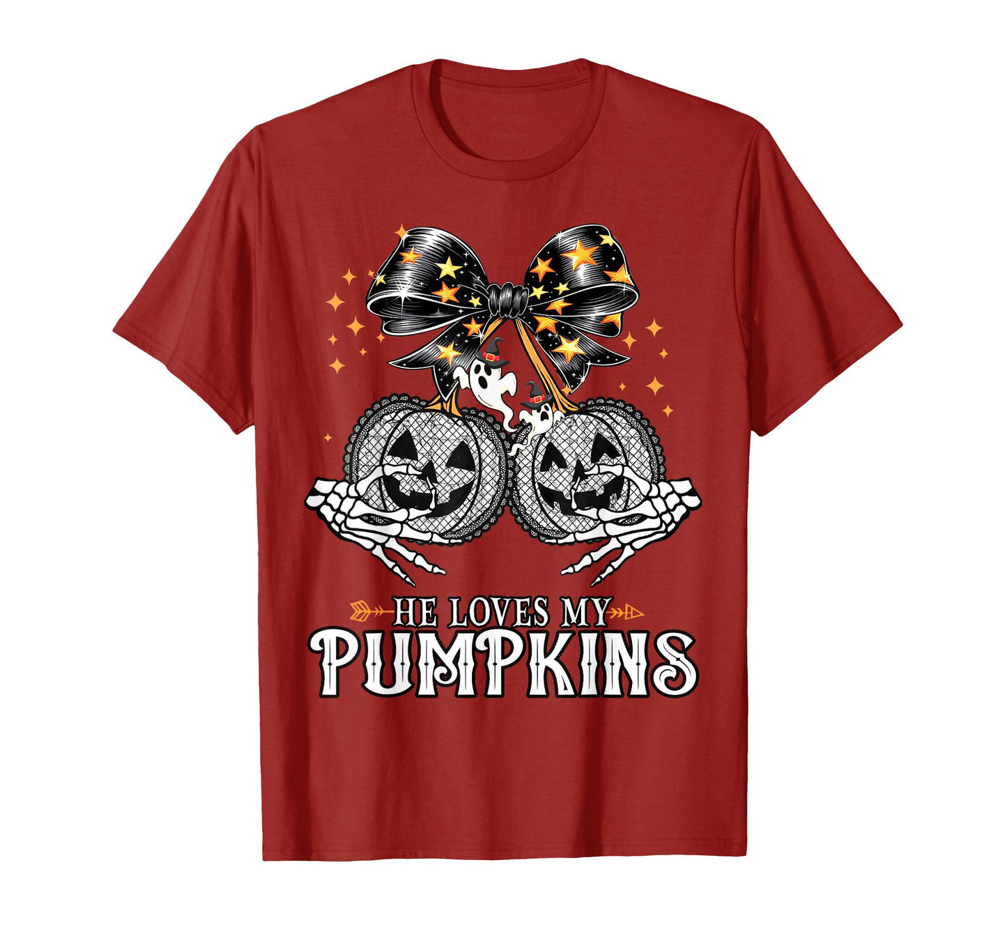 He Loves My Pumpkins I Like His Broomstick Halloween Couples T-Shirt