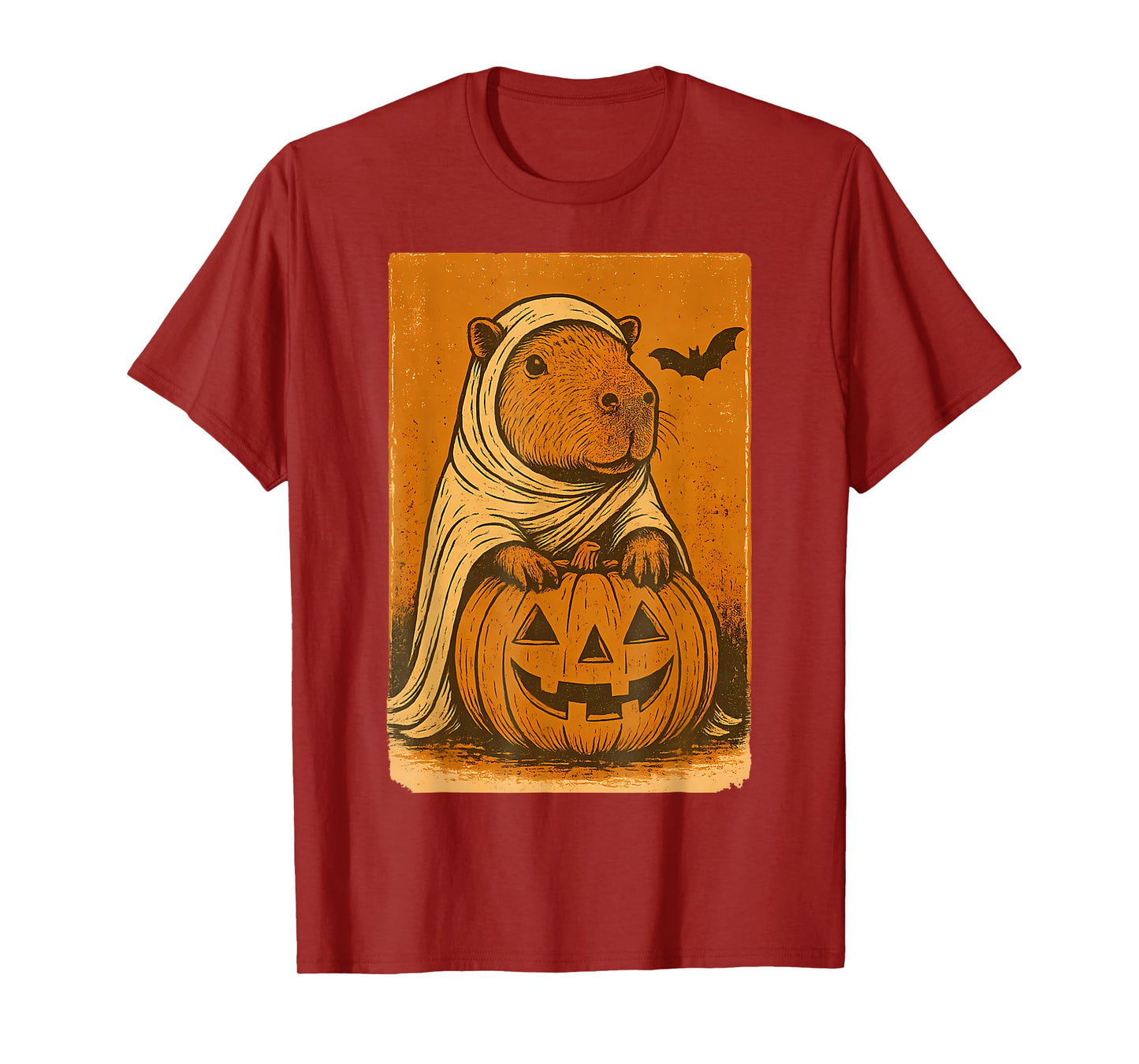 Vintage Capybara Ghost Halloween Pumpkin Spooky Season T-Shirt