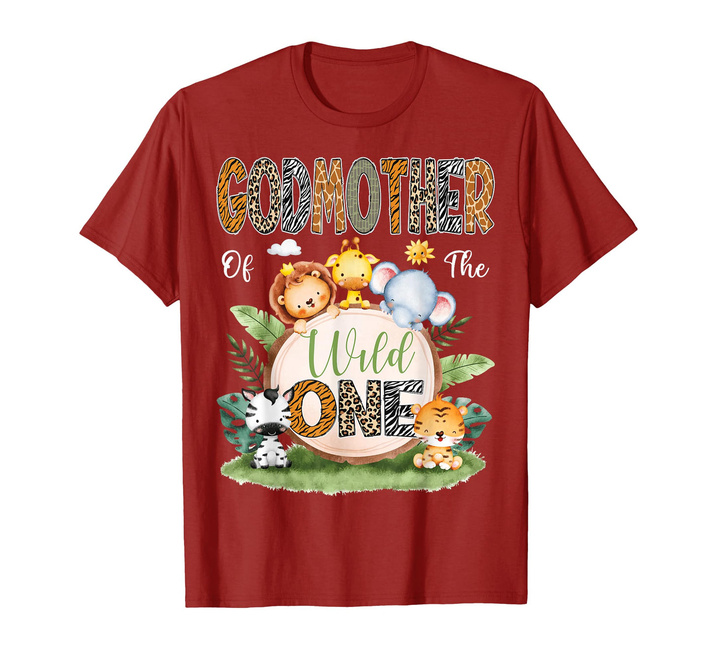 GodMother Of The Wild One 1St Birthday Kids Safari Jungle T-Shirt