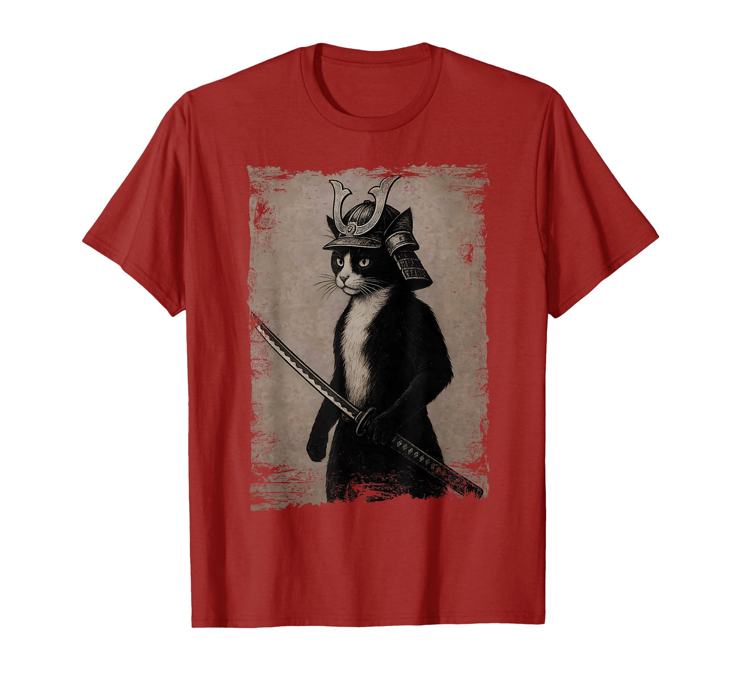 Samurai Japanese Cat Vintage Funny Graphic Ukiyo-e Art T-Shirt