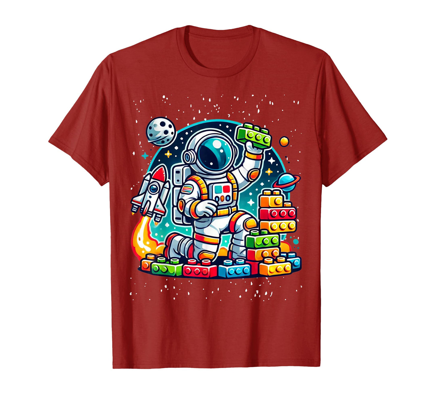 Master Builder Space Astronaut Building Blocks Bricks Boys T-Shirt